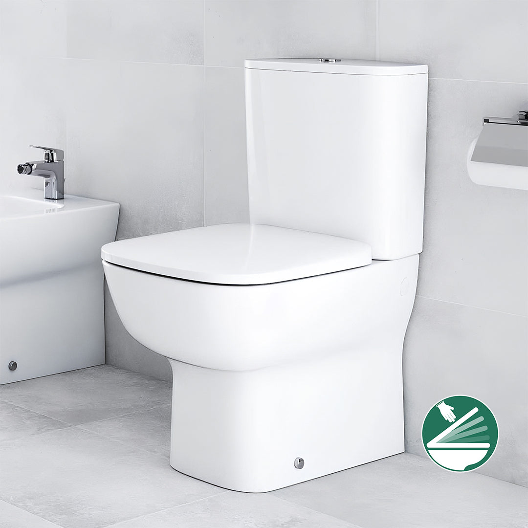 مرحاض ملاصق للحائط ايديال ستاندرد نيو ايسيدرا G 282101 ابيض بالسيديلي ذاتي الغلق والشطاف الداخلي والخزان بالعدة ومجموعة التثبيت