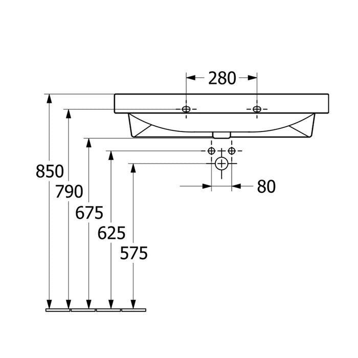( طلب مسبق )  حوض وحدة موبيليا فيلروي اند بوخ فانتيشللو 5A478501 ابيض لامع 85 سم بمجموعة التثبيت