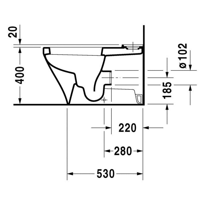مرحاض ملاصق للحائط ديورافيت ديوراستايل كومفورت 2156490075 ابيض بالسيديلي ذاتي الغلق والشطاف الداخلي والخزان بالعدة ومجموعة التثبيت