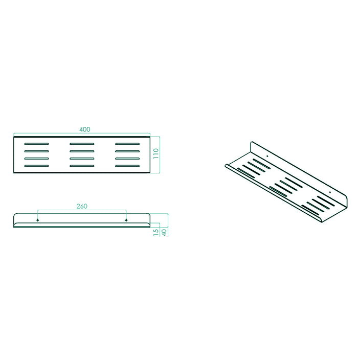( طلب مسبق )  رف بانيوكس SH40-03-02S كروم استانلس ستيل 304