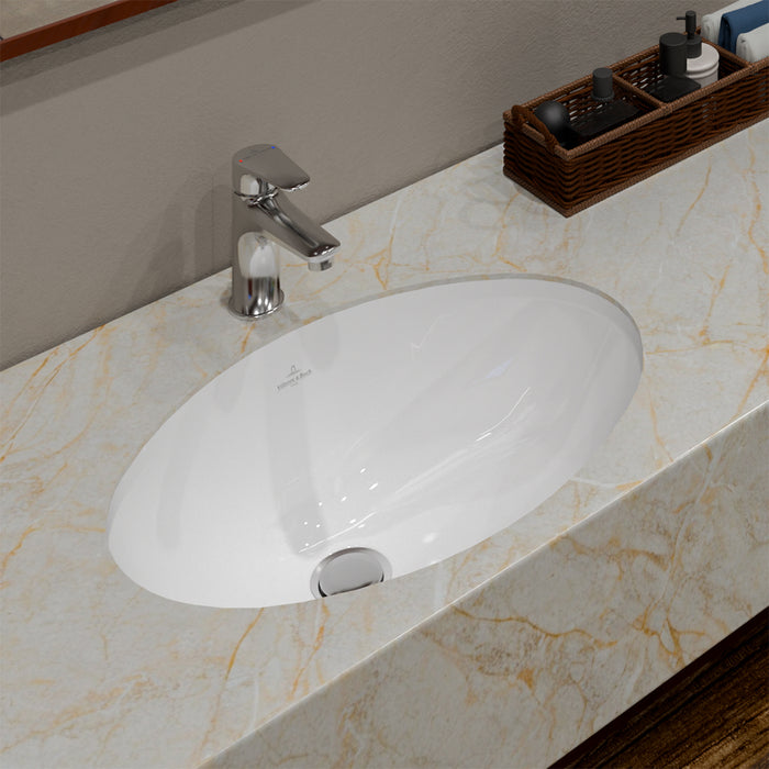 حوض تحت الرخامة فيلروي اند بوخ اونوفو 5A505201 ابيض لامع 53.5 سم بمجموعة التثبيت