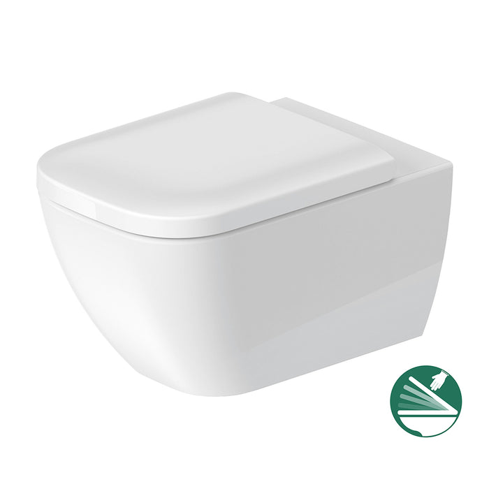 ( طلب مسبق )  مرحاض معلق ديورافيت هابي دي 2 مقاس 54 سم ابيض 2222490075 بالسيديلى ذاتي الغلق والشطاف الداخلي وطقم التثبيت