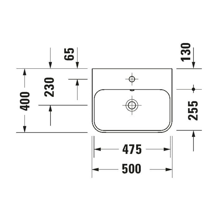 ( طلب مسبق )  حوض ساقط رخامة ديورافيت هابي دي 2 بلس 2360500000 ابيض 50 سم