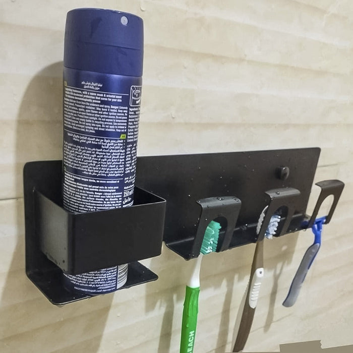 حامل فرش اسنان بانيوكس TBH-02-01S اسود بحامل للمعجون استانلس ستيل 304