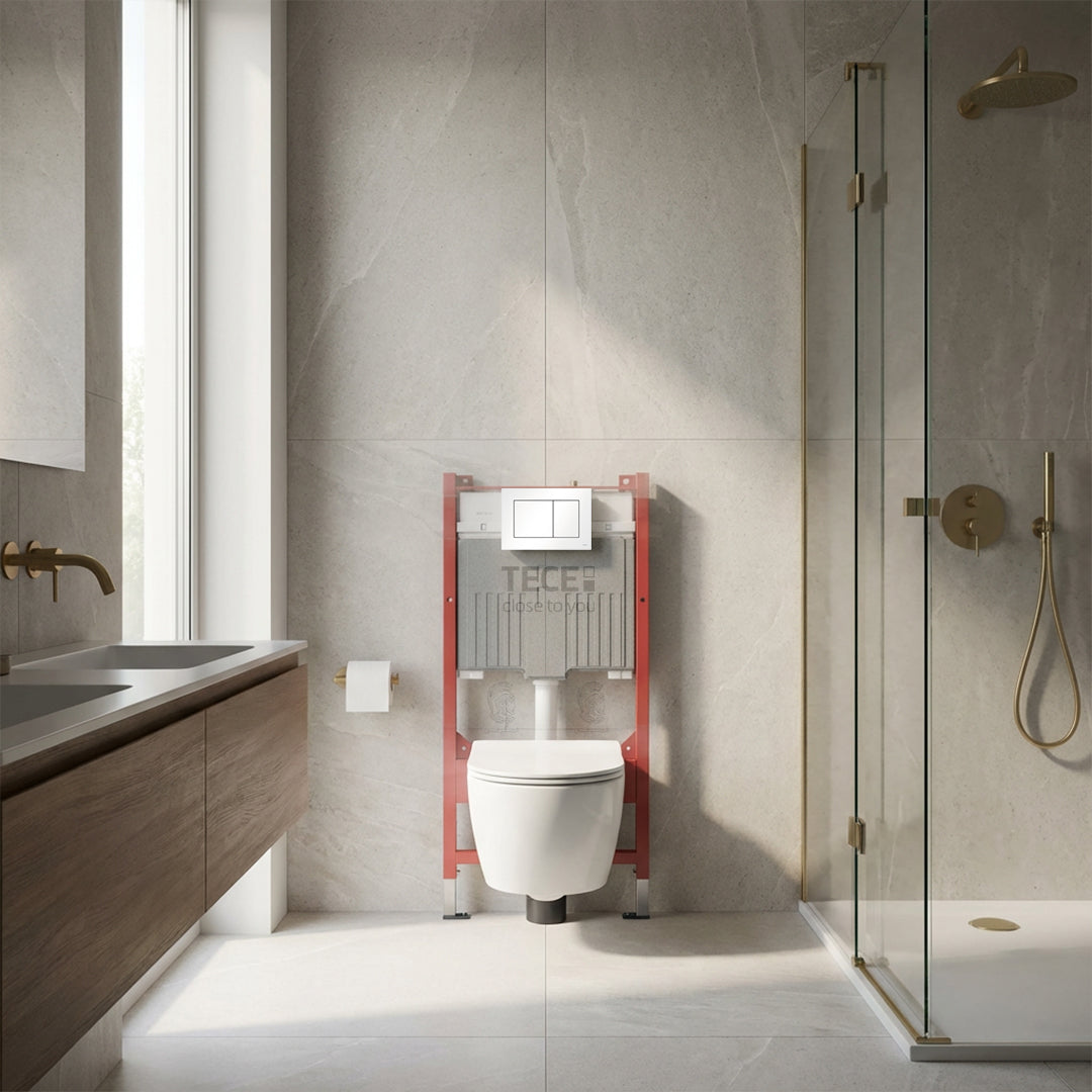 ( طلب مسبق )  خزان دفن شاسية كامل تيسي 9400551 بالوش المربع كروم سُمك الخزان 8 سم ضمان 10 سنوات