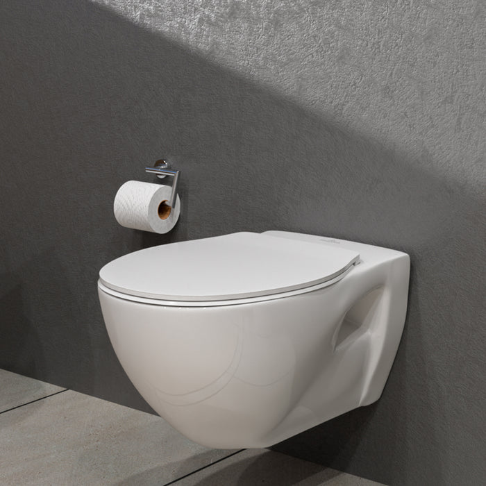 ( طلب مسبق )  مرحاض معلق فيلروي اند بوخ اونوفو 5C31B301 ابيض ريمليس بالسيديلي ذاتي الغلق والمقبض والشطاف الداخلي ومجموعة التثبيت