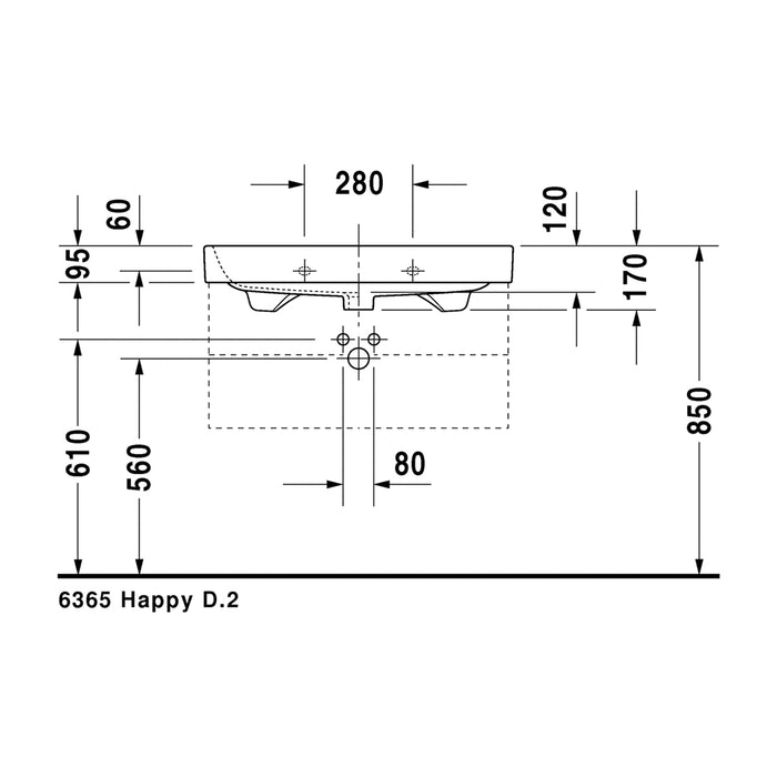 ( طلب مسبق )  حوض وحدة موبيليا ديورافيت هابي دي 2 ابيض 80 سم 2318800000