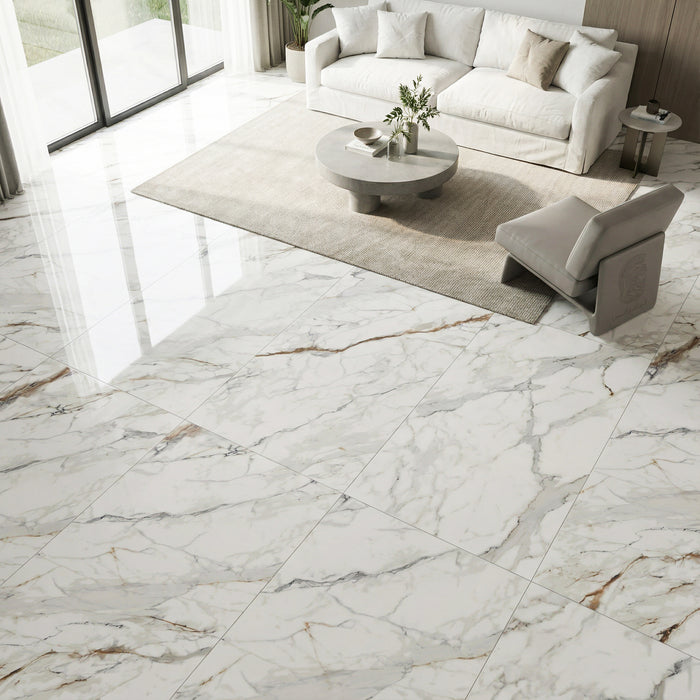 بورسلين بورسيلوكس P 3017 وايت فرز ثاني 60 × 120 سم لامع