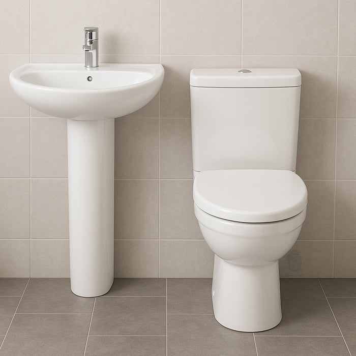 ( طلب مسبق )  طقم حمام ليسيكو اليس ابيض الحوض 60سم بالعامود الطويل