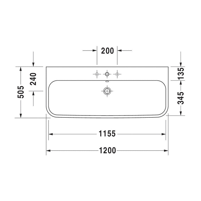 ( طلب مسبق )  حوض وحدة موبيليا ديورافيت هابي دي 2 ابيض 120 سم 2318120000