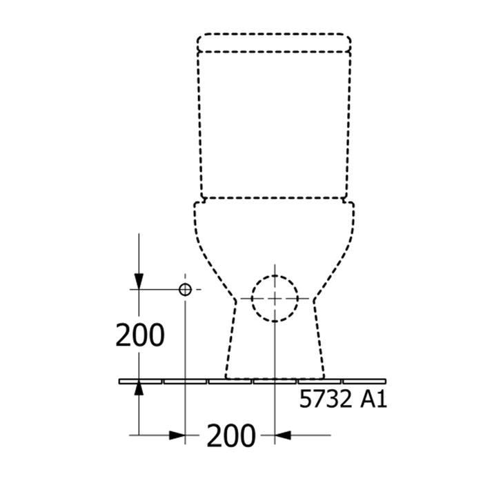 ( طلب مسبق )  مرحاض ارضي فيلروي اند بوخ ارشيتكتورا 5C32B301 ابيض ريمليس بالسيديلي ذاتي الغلق والخزان بالعدة والمقبض والشطاف الداخلي ومجموعة التثبيت
