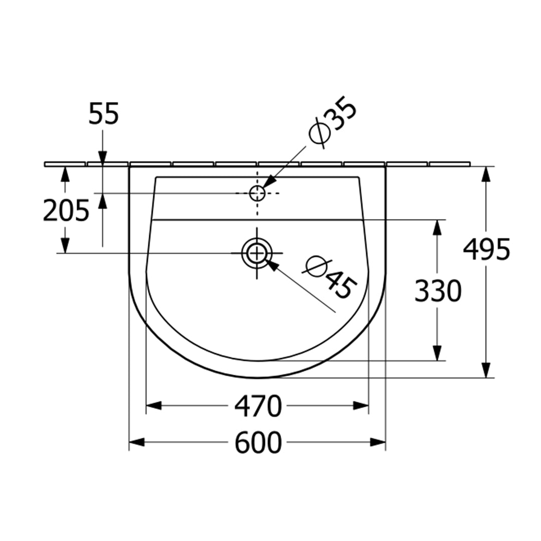 ( طلب مسبق )  حوض حمام بالعامود المعلق فيلروي اند بوخ افينتو 5A456001 ابيض 60 سم بمجموعة التثبيت