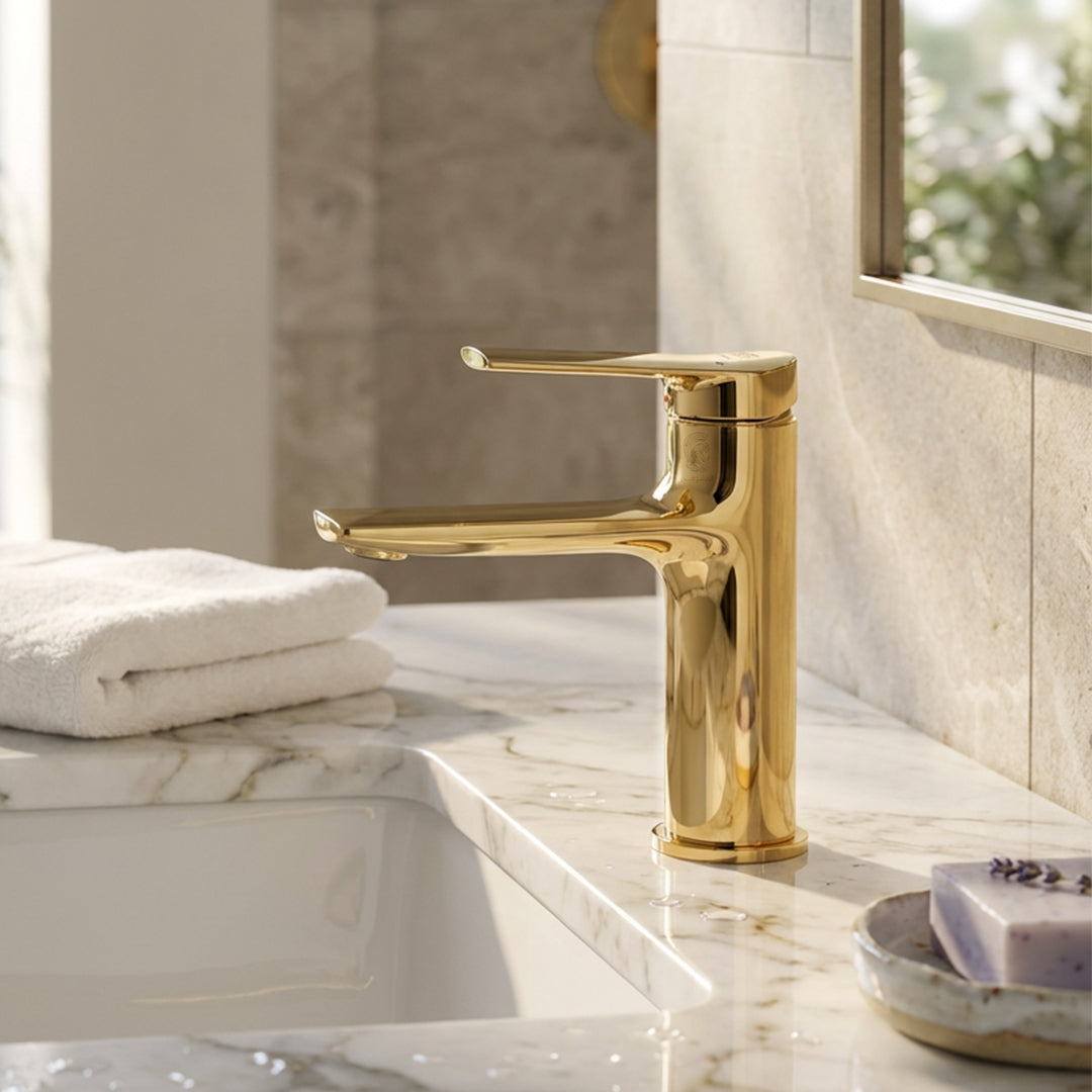 خلاط حوض فوريو EW 09 G ذهبي ارتفاع 16 سم