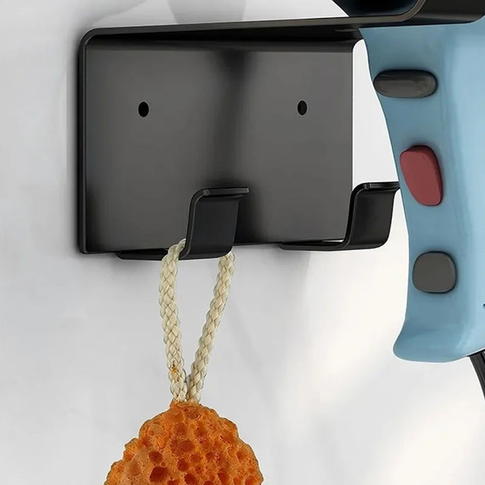 رف مجفف شعر بانيوكس HD-01-01S اسود بـ 2 علاقة استانلس ستيل 304