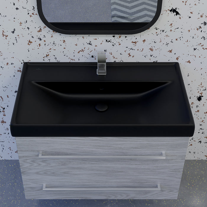 ( طلب مسبق )  حوض وحدة موبيليا فيلروي اند بوخ فانتيشللو 5A476538 اسود مط 63.5 سم بمجموعة التثبيت