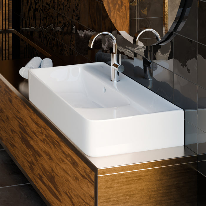 ( طلب مسبق )  حوض وحدة موبيليا فيلروي اند بوخ سبواي 5A408001 ابيض لامع 80 سم بمجموعة التثبيت