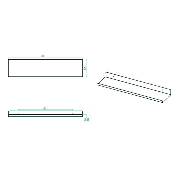 ( طلب مسبق )  رف بانيوكس SH-05-01A اسود 50 سم الومنيوم