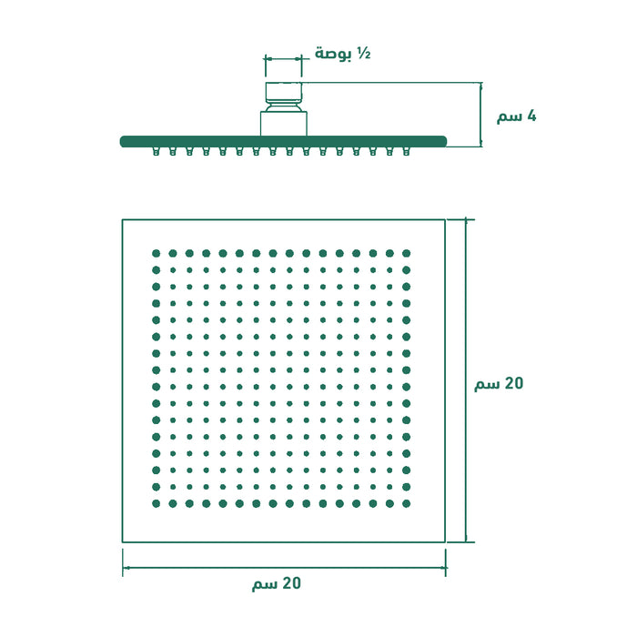 طاسة دش فوريو VO SH20C كروم 20 × 20 سم مربعة استالس ستيل