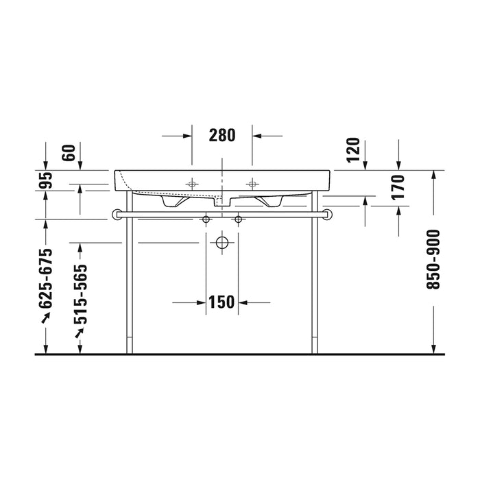 ( طلب مسبق )  حوض وحدة موبيليا ديورافيت هابي دي 2 ابيض 100 سم 2318100000