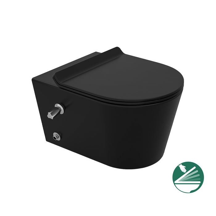 ( طلب مسبق )  مرحاض معلق سانيبيور تايتن 2542490978 اسود بالسيديلي ذاتي الغلق والشطاف الداخلي ومجموعة التثبيت