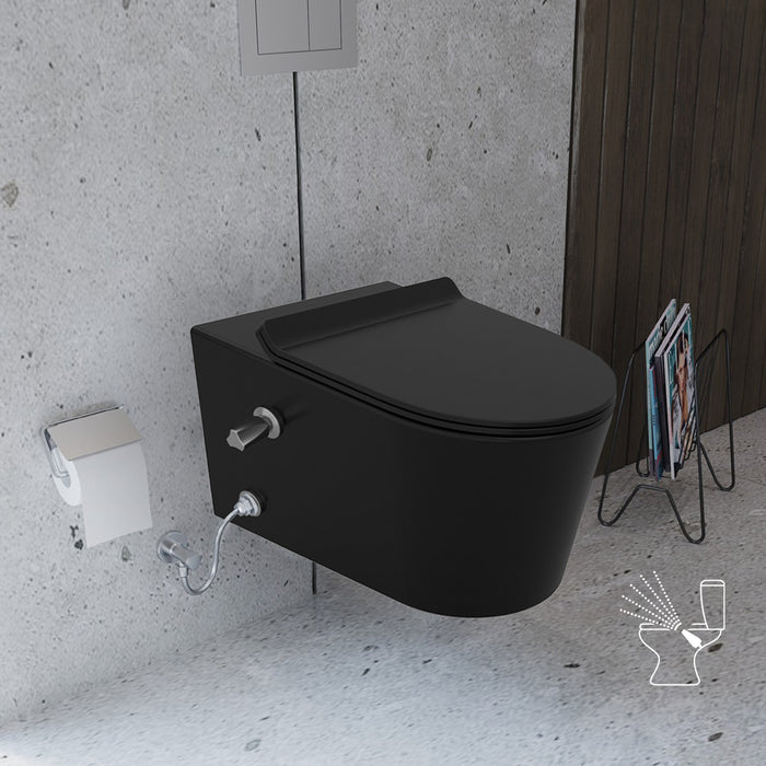 ( طلب مسبق )  مرحاض معلق سانيبيور تايتن 2542490979 اسود بالشطاف الداخلي هيدروجيت والسيديلي ومجموعة التثبيت