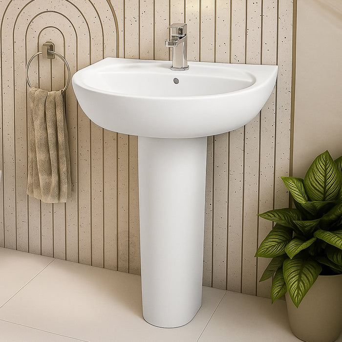 ( طلب مسبق )  حوض بالعامود الطويل ليسيكو جلاكسي FS18501B ابيض 60 سم