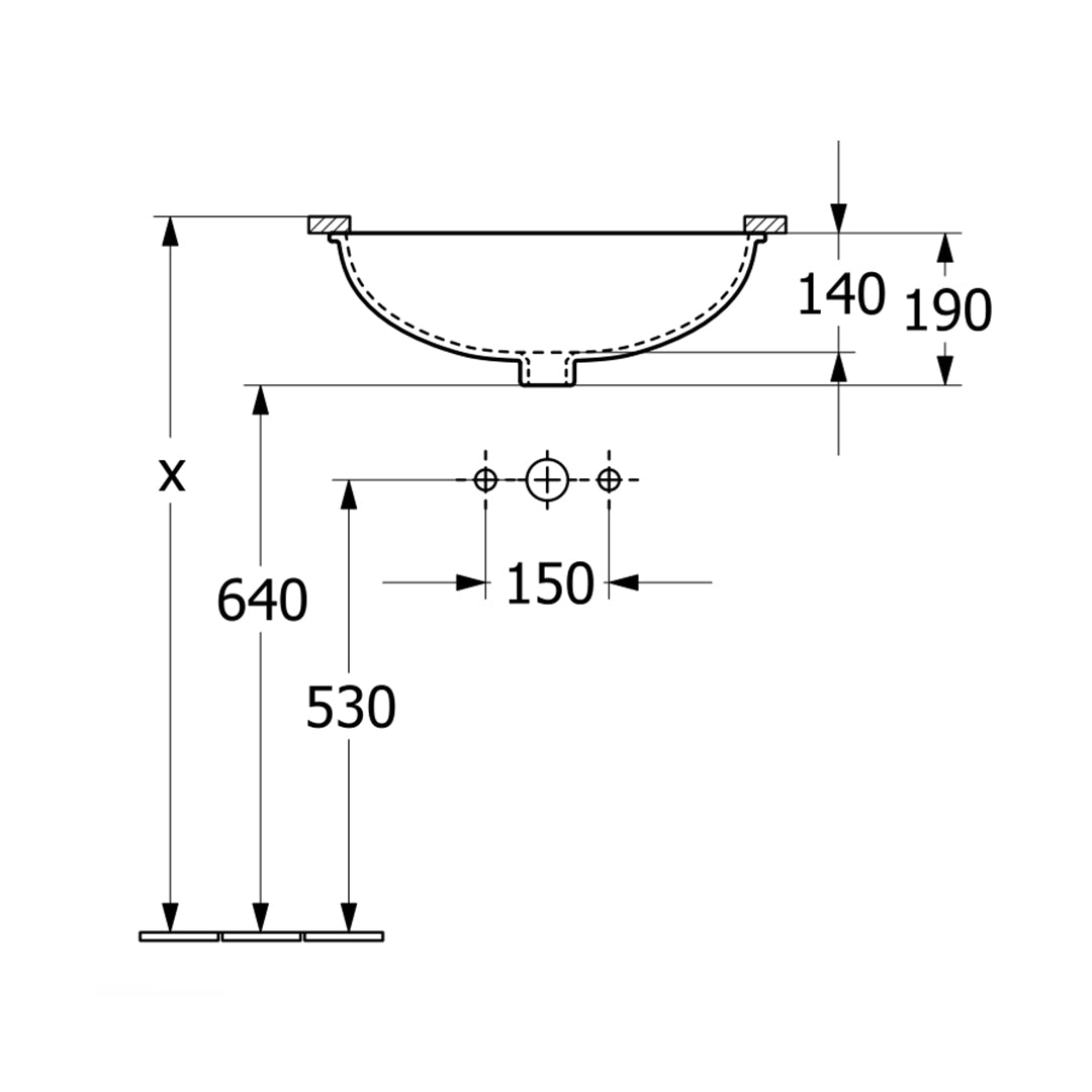 ( طلب مسبق )  حوض تحت الرخامة فيلروي اند بوخ اونوفو 5A505238 اسود مط 53.5 سم بمجموعة التثبيت