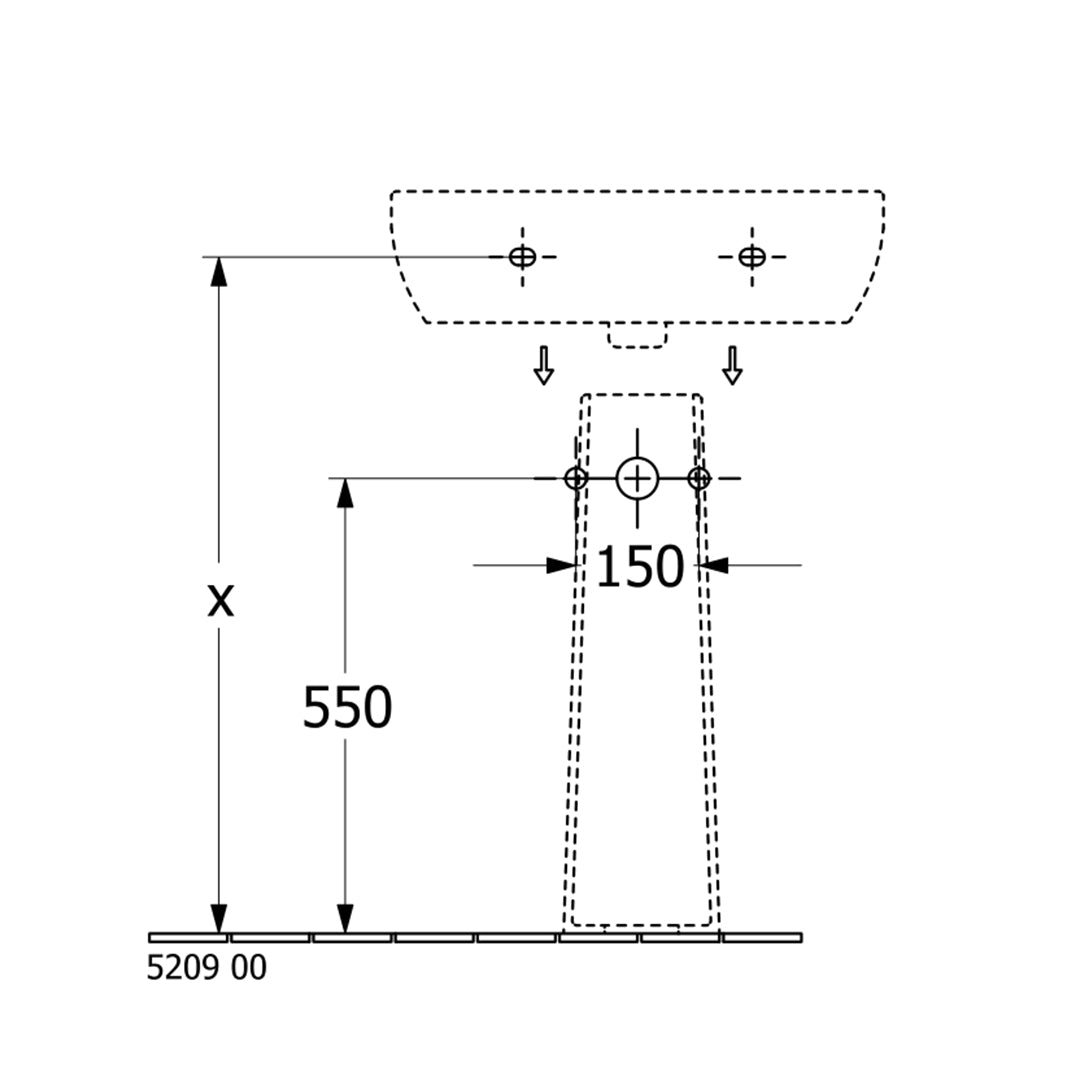 ( طلب مسبق )  حوض حمام بالعامود الطويل فيلروي اند بوخ افينتو 5A456001 ابيض 60 سم