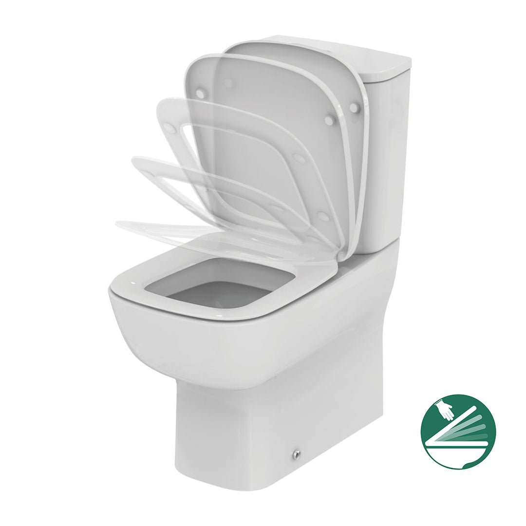 مرحاض ملاصق للحائط ايديال ستاندرد نيو ايسيدرا G 282101 ابيض بالسيديلي ذاتي الغلق والشطاف الداخلي والخزان بالعدة ومجموعة التثبيت