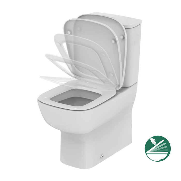 مرحاض ملاصق للحائط ايديال ستاندرد نيو ايسيدرا G 282101 ابيض بالسيديلي ذاتي الغلق والشطاف الداخلي والخزان بالعدة ومجموعة التثبيت