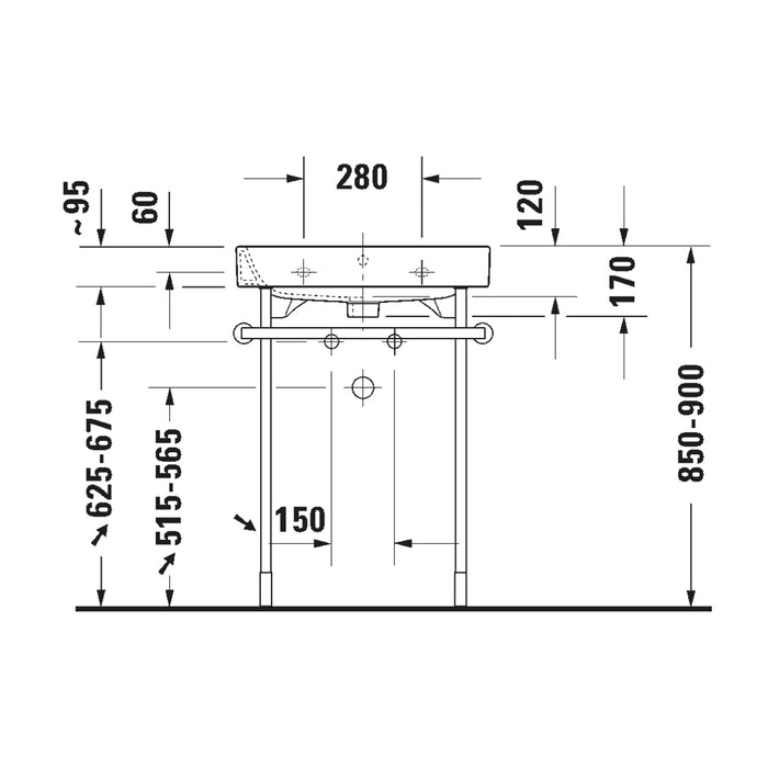 ( طلب مسبق )  حوض وحدة موبيليا ديورافيت هابي دي 2 ابيض 60 سم 2318600000