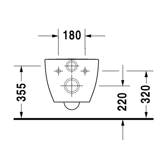 ( طلب مسبق )  مرحاض معلق ديورافيت هابي دي 2 مقاس 62 سم ابيض 2550490075 بالسيديلى ذاتي الغلق والشطاف الداخلي وطقم التثبيت