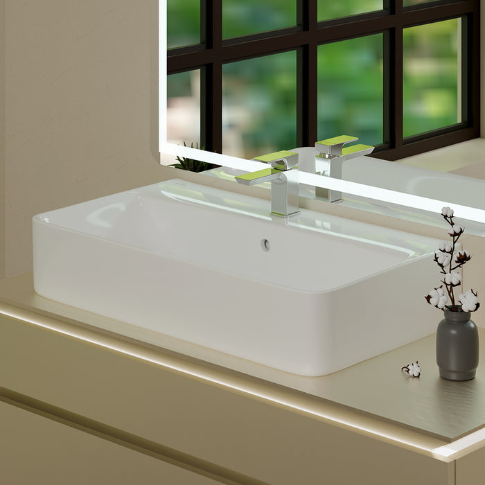 ( طلب مسبق )  حوض وحدة موبيليا فيلروي اند بوخ سبواي 5A416501 ابيض لامع 65 سم بمجموعة التثبيت