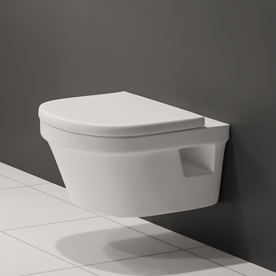 ( طلب مسبق )  مرحاض معلق فيلروي اند بوخ افينتو 5684B301 ابيض ريمليس بالسيديلي ذاتي الغلق والمقبض والشطاف الداخلي بمجموعة التثبيت