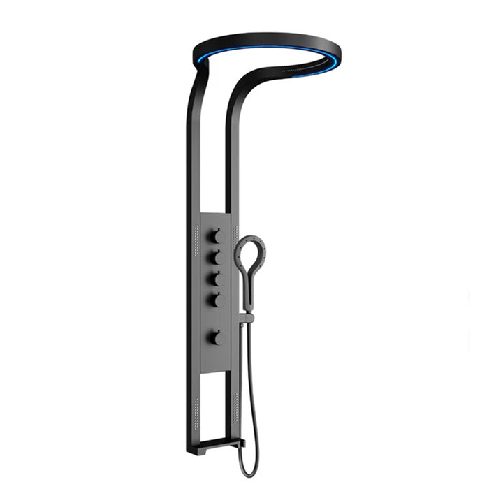 ( طلب مسبق )  شاور بانل ميا W 088 B اسود مط نظام دش شلال مع جيتات 4 مخارج 5 مفاتيح تحكم بوحدة اضاءة