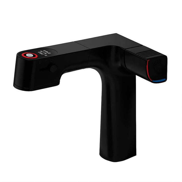 ( طلب مسبق )  خلاط حوض حمام وسط 6002 B اسود بشاشة ديجيتال وسماعة بخرطوم شداد 3 انظمة لنزول المياة