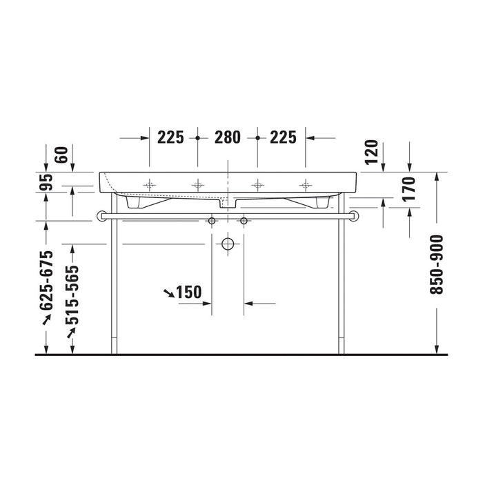 ( طلب مسبق )  حوض وحدة موبيليا ديورافيت هابي دي 2 ابيض 120 سم 2318120000