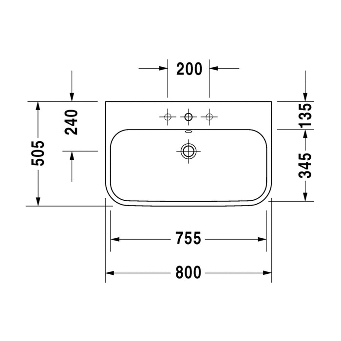 ( طلب مسبق )  حوض وحدة موبيليا ديورافيت هابي دي 2 ابيض 80 سم 2318800000