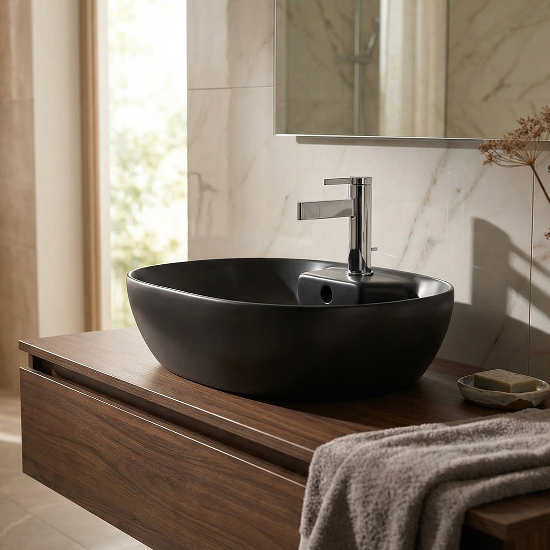 ( طلب مسبق )  حوض فوق الرخامة فيلروي اند بوخ افينتو 5A466038 اسود مط 59 سم بمجموعة التثبيت