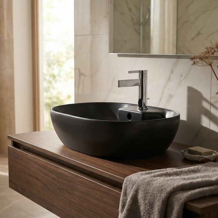 ( طلب مسبق )  حوض فوق الرخامة فيلروي اند بوخ افينتو 5A466038 اسود مط 59 سم بمجموعة التثبيت