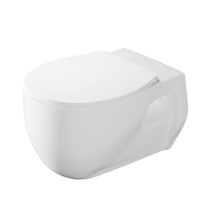 ( طلب مسبق )  مرحاض معلق فيلروي اند بوخ اونوفو 5C31B301 ابيض ريمليس بالسيديلي ذاتي الغلق والمقبض والشطاف الداخلي ومجموعة التثبيت