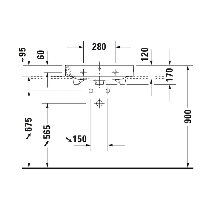 ( طلب مسبق )  حوض وحدة موبيليا ديورافيت هابي دي 2 ابيض 60 سم 2318600000