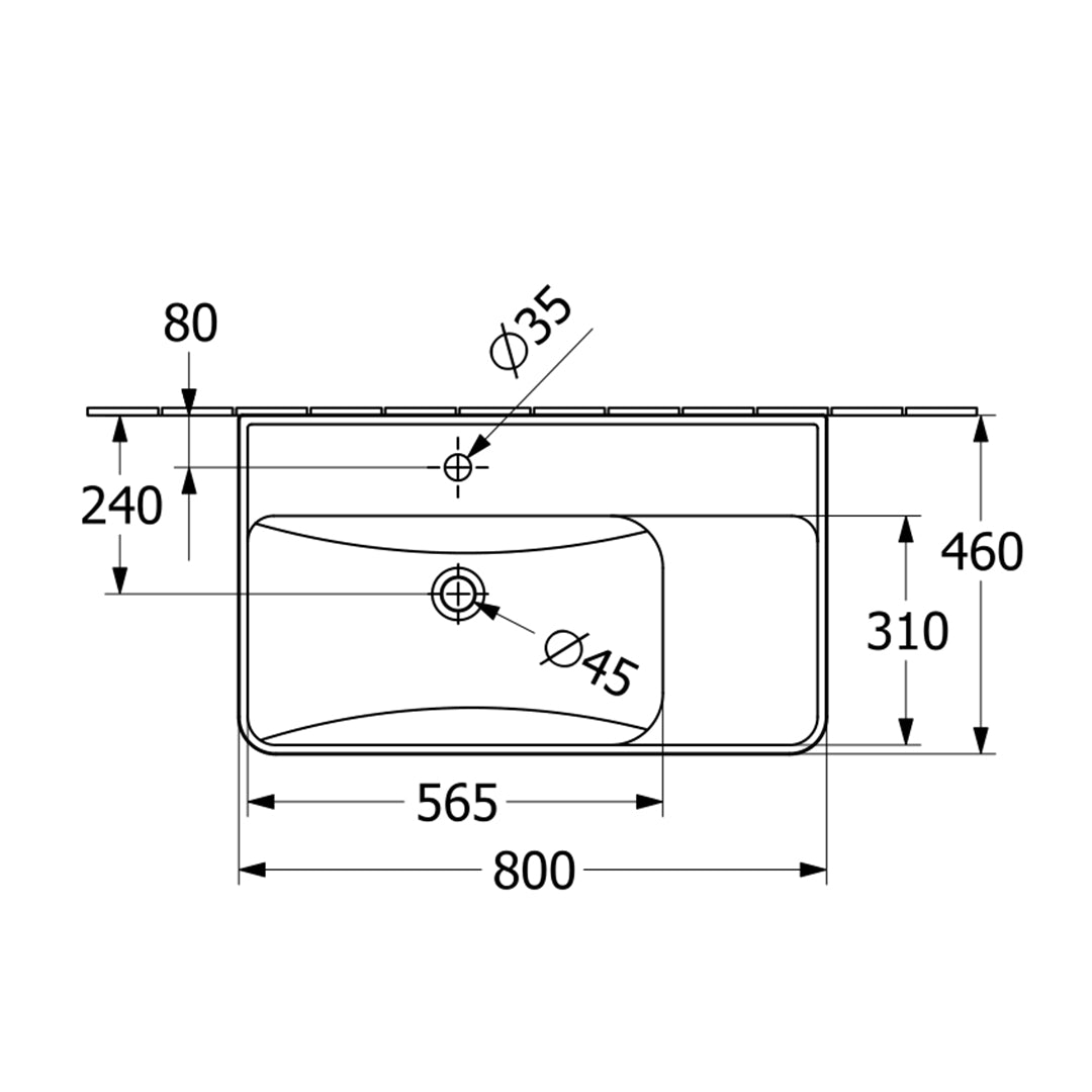 ( طلب مسبق )  حوض وحدة موبيليا فيلروي اند بوخ سبواي 5A408001 ابيض لامع 80 سم بمجموعة التثبيت