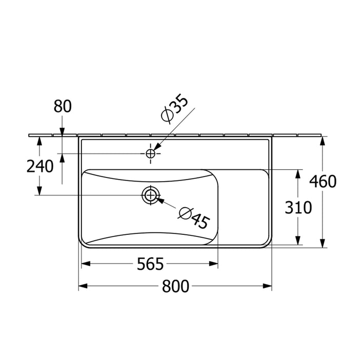( طلب مسبق )  حوض وحدة موبيليا فيلروي اند بوخ سبواي 5A408001 ابيض لامع 80 سم بمجموعة التثبيت