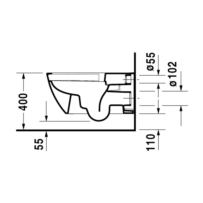( طلب مسبق )  مرحاض معلق ديورافيت هابي دي 2 مقاس 62 سم ابيض 2550490075 بالسيديلى ذاتي الغلق والشطاف الداخلي وطقم التثبيت