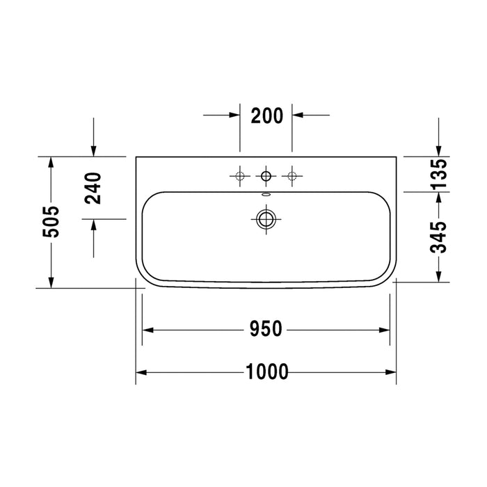 ( طلب مسبق )  حوض وحدة موبيليا ديورافيت هابي دي 2 ابيض 100 سم 2318100000