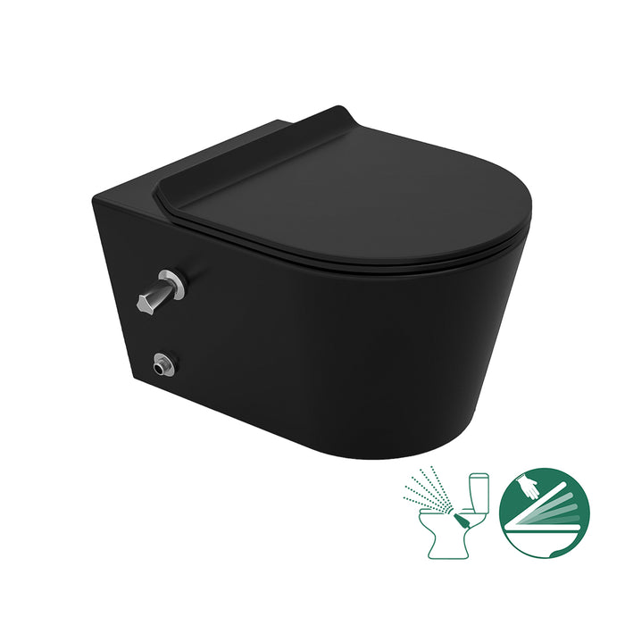 ( طلب مسبق )  مرحاض معلق سانيبيور تايتن 2542490979 اسود بالشطاف الداخلي هيدروجيت والسيديلي ذاتي الغلق ومجموعة التثبيت