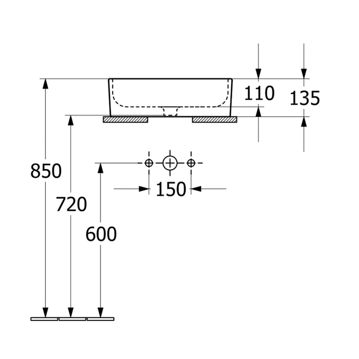 ( طلب مسبق )  حوض فوق الرخامة فيلروي اند بوخ سبواي 5A434401 ابيض لامع 44 سم بمجموعة التثبيت