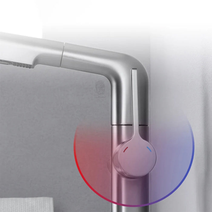 ( طلب مسبق )  خلاط حوض حمام عالي 6004 G جراي بشاشة ديجيتال وسماعة بخرطوم شداد 2 نظام لنزول المياة