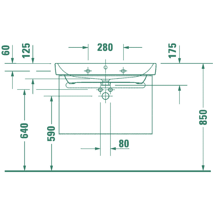 ( طلب مسبق )  حوض وحدة موبيليا ديورافيت نمبر 1 ابيض 80 سم 2375800000